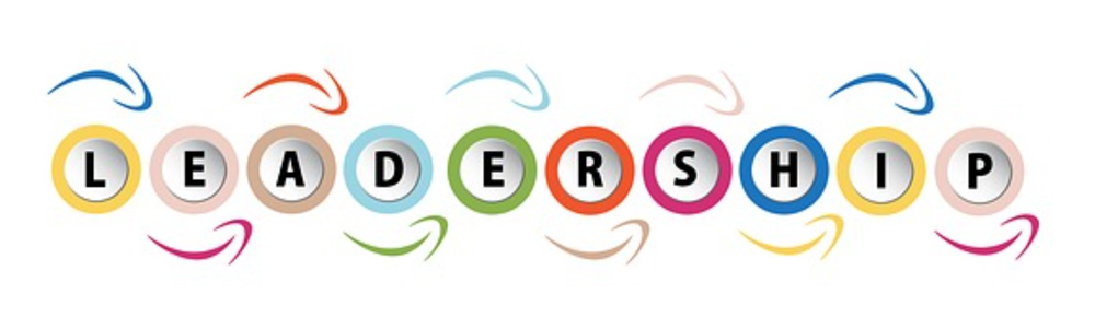colorful representation of the word leadership with arrows indicating growth and direction related to effective team management and leadership skills