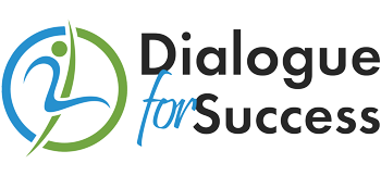 logo for Dialogue for Success featuring a dynamic figure representing growth and achievement along with the number 2 for collaboration and teamwork
